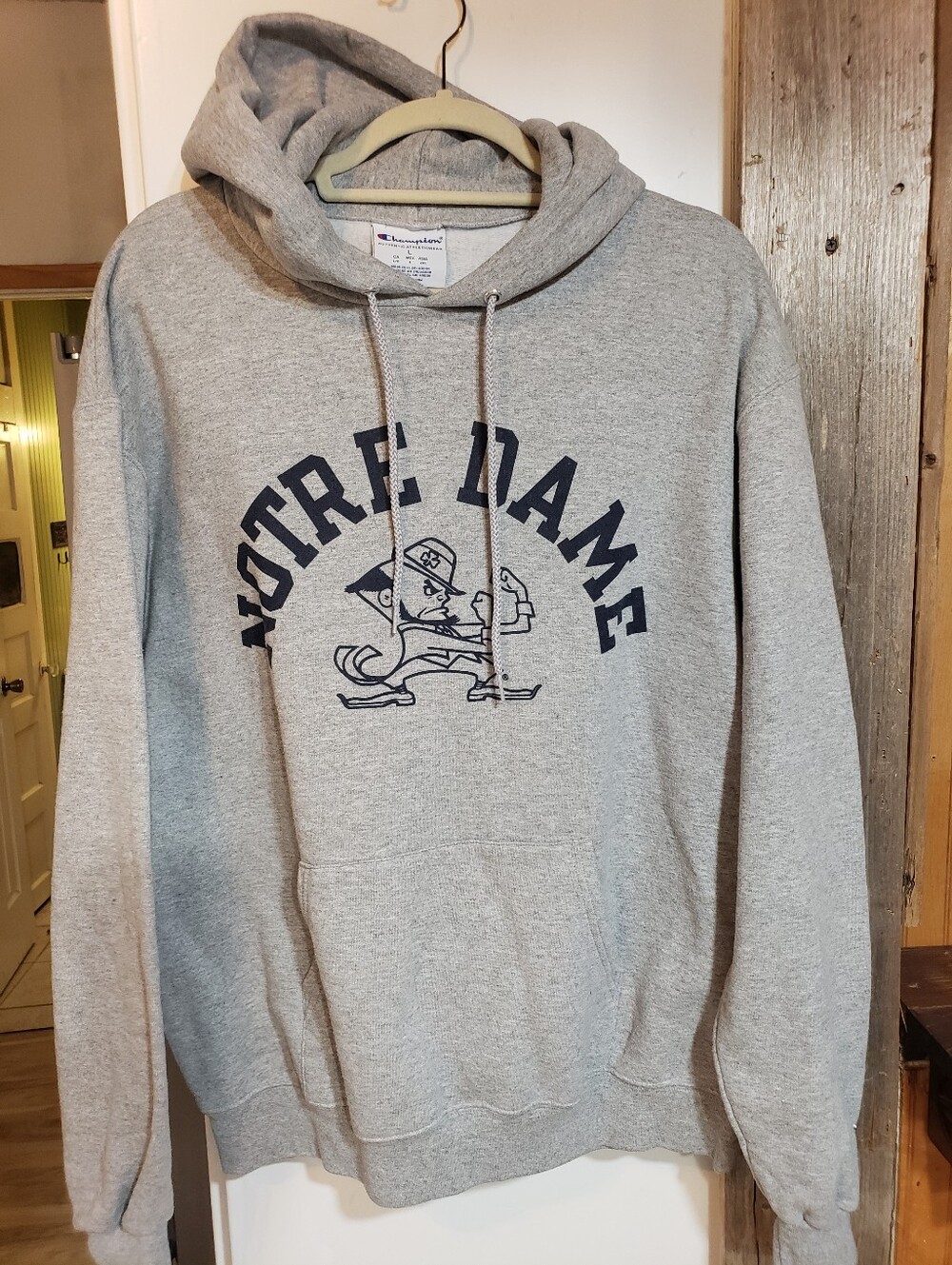 Notre Dame Men Large Gray Hoodie Champion Hoodie